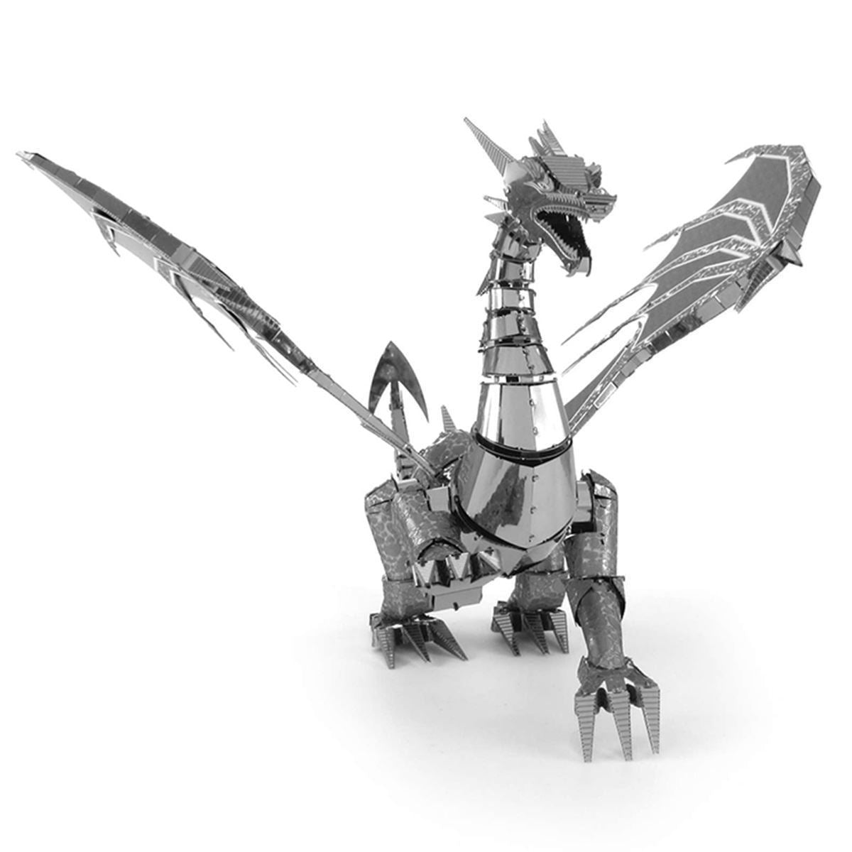 Metal Silver Dragon model on a white background
