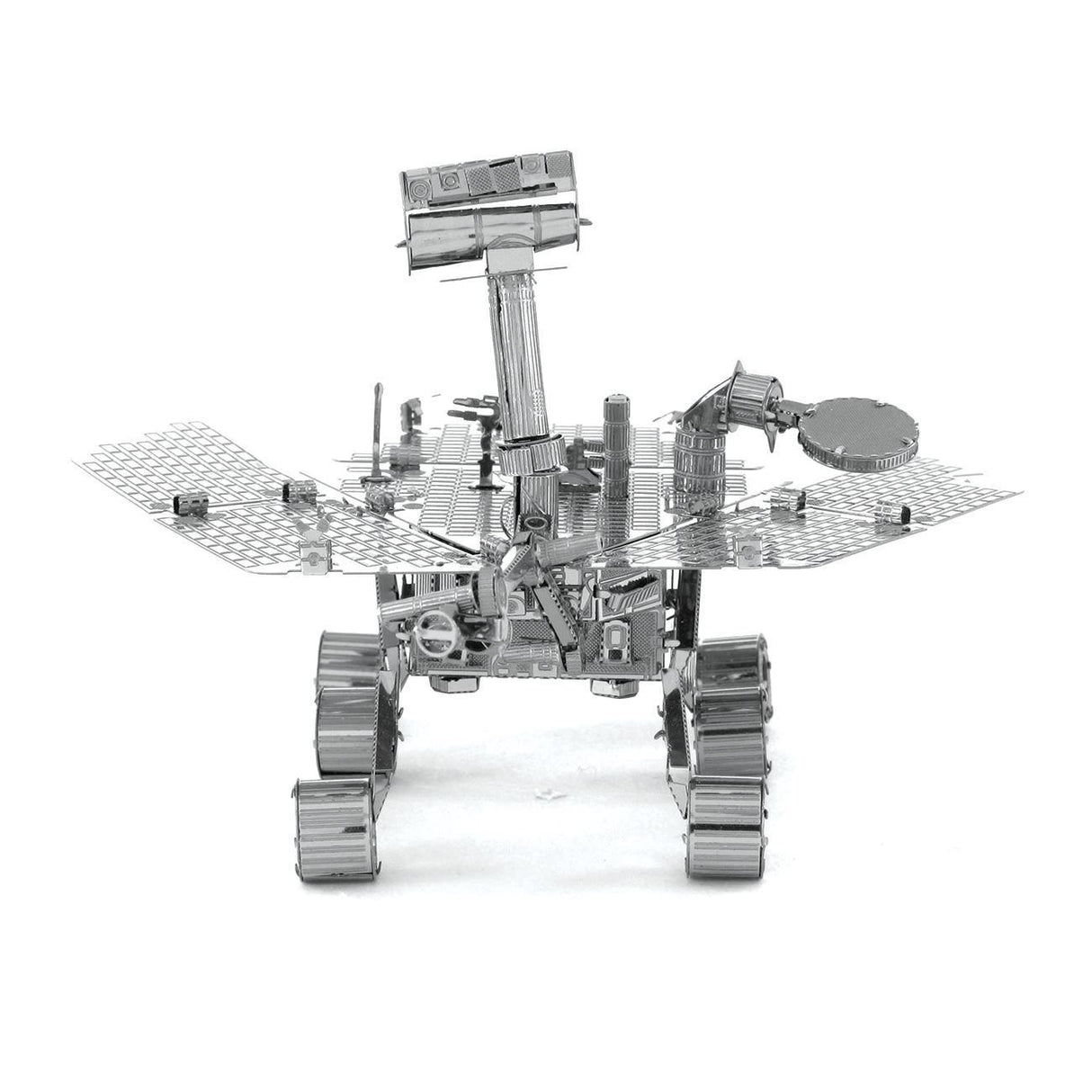 Metal model of the Mars Rover on a white background
