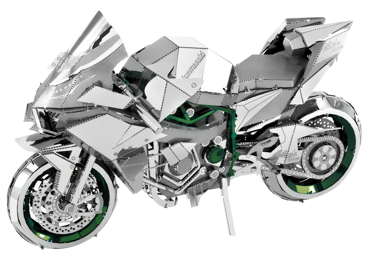 Kawasaki Ninja Motorcycle - Color model of a motorcycle on a white background