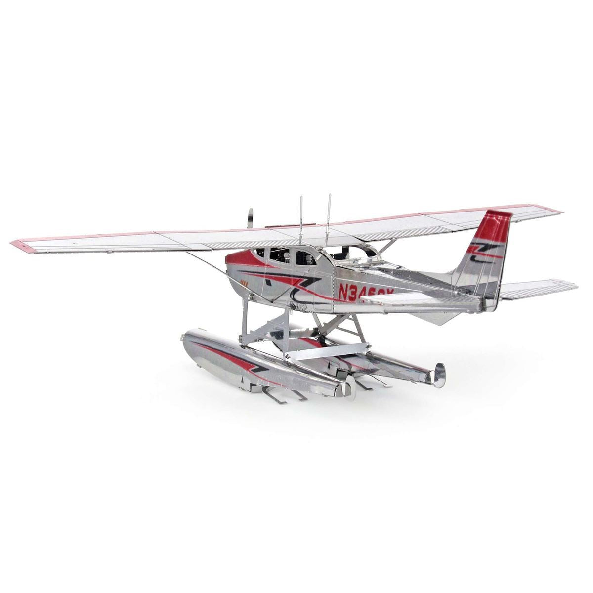 Metal model of a Cessna 182 Floatplane on a white background