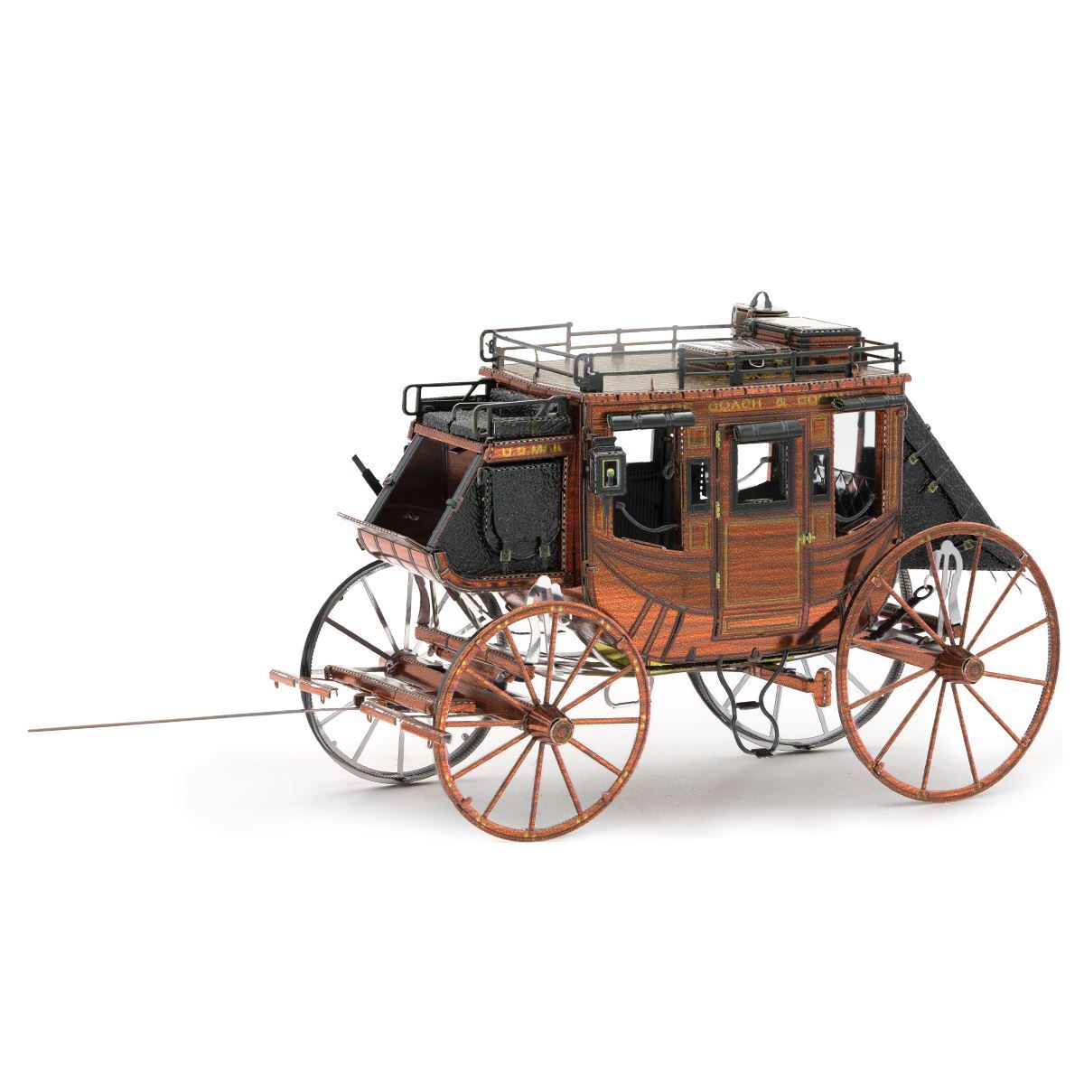 Metal model Wild West Stagecoach on a white background