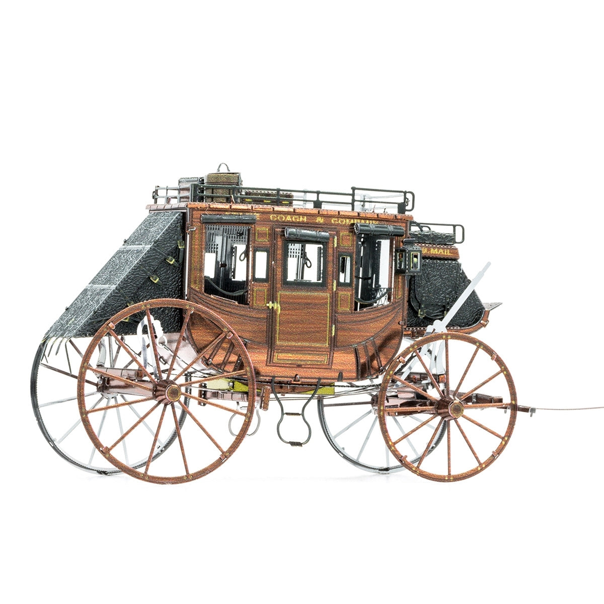 Metal model Wild West Stagecoach on a white background