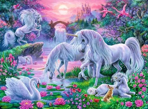 Jigsaw Puzzle Unicorns in the Sunset Glow - 150 Pieces Puzzle