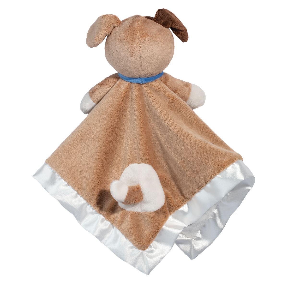 Brown plush Zeke Puppy Snuggler with white accents on a white background