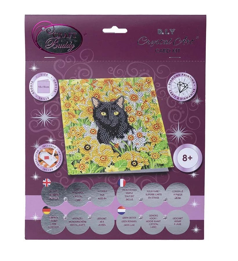 Crystal Art Card Kit: Cat Among the Flowers