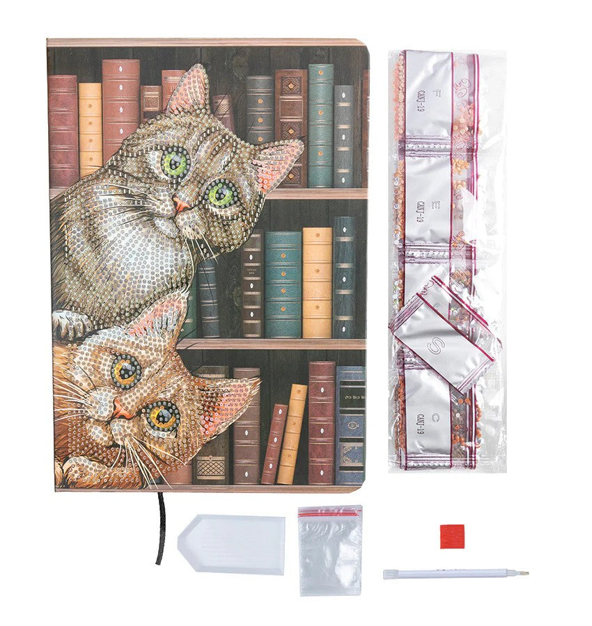 Crystal Art Notebook Kit: Cats in the Library