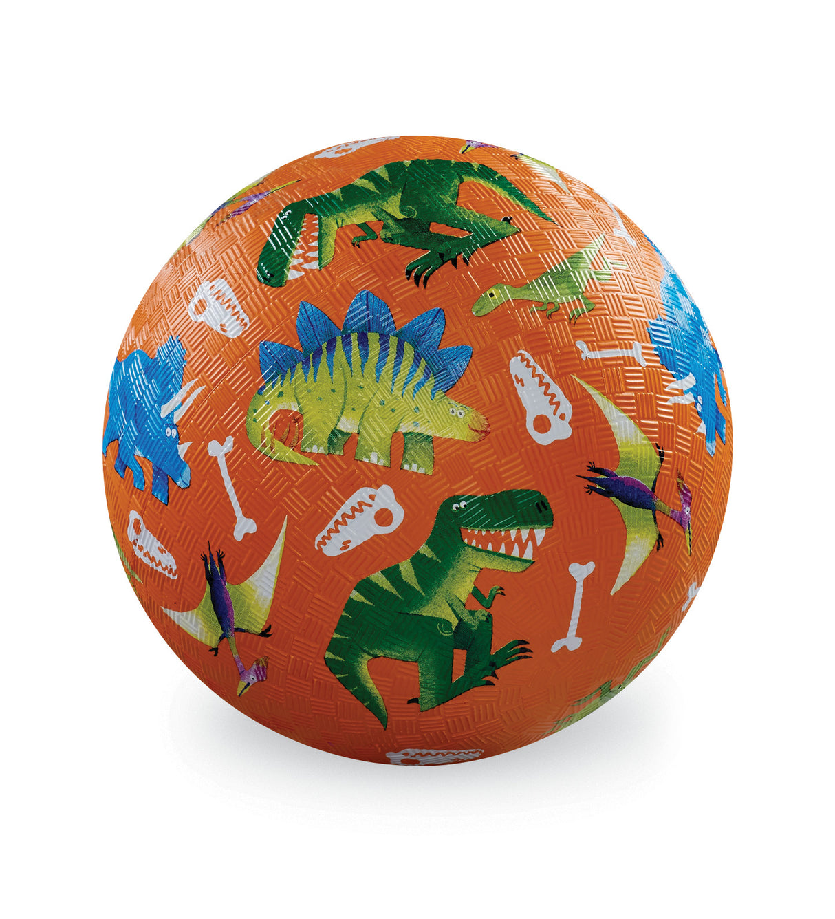 5" Playball - Dinosaur Dig Orange ball with dinosaur pattern on a white background