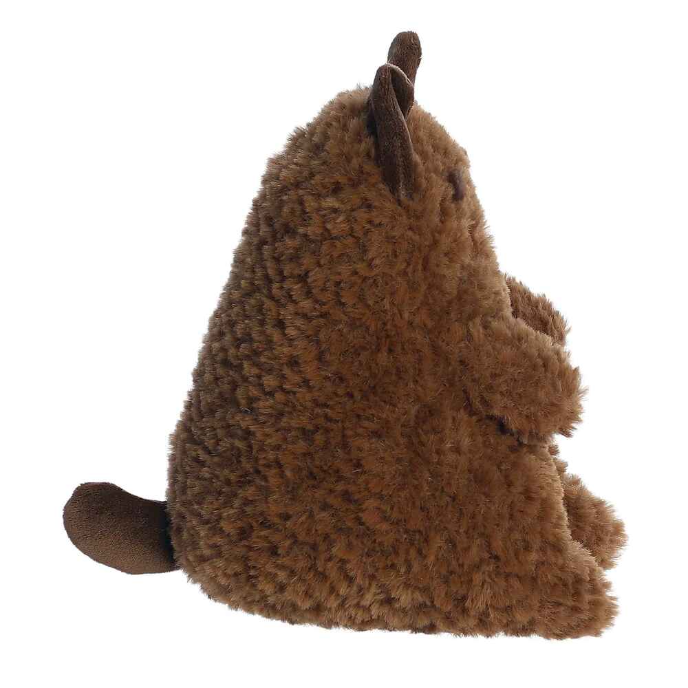 Brown plush toy cat on a white background