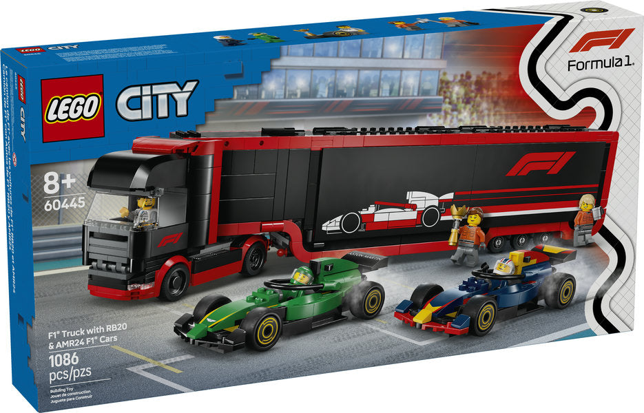 60445 LEGO® F1 Truck with RB20 & AMR24 F1 Cars