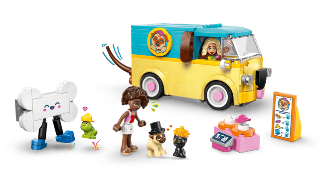 LEGO Friends: Pet Accessories Van with characters and accessories on a transparent background