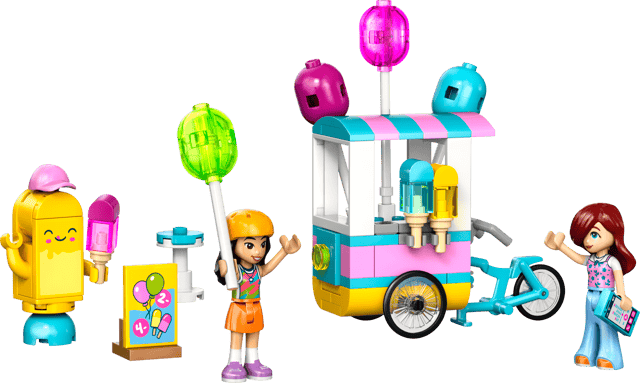 LEGO Friends: Ice Cream & Balloon Stand set with characters on a transparent background
