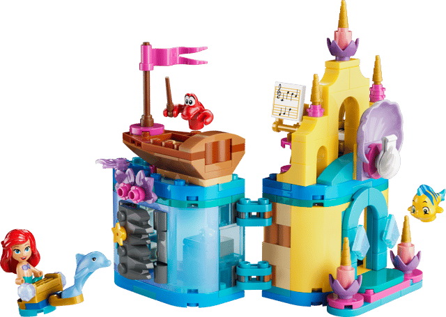 LEGO Disney Princess: Ariel's Magical Mini Palace set with characters and accessories on a transparent background