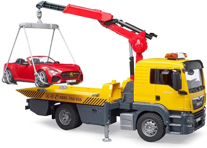 Man TGA Tow Truck w/Bruder Roadster