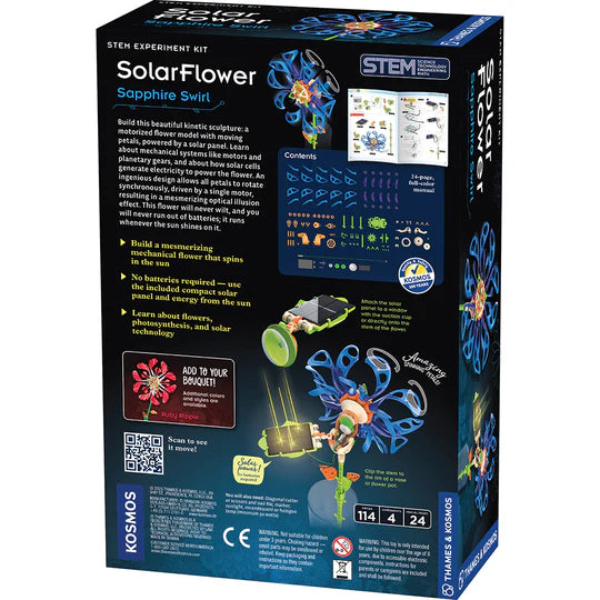 SolarFlower Sapphire Swirl back packaging with product information