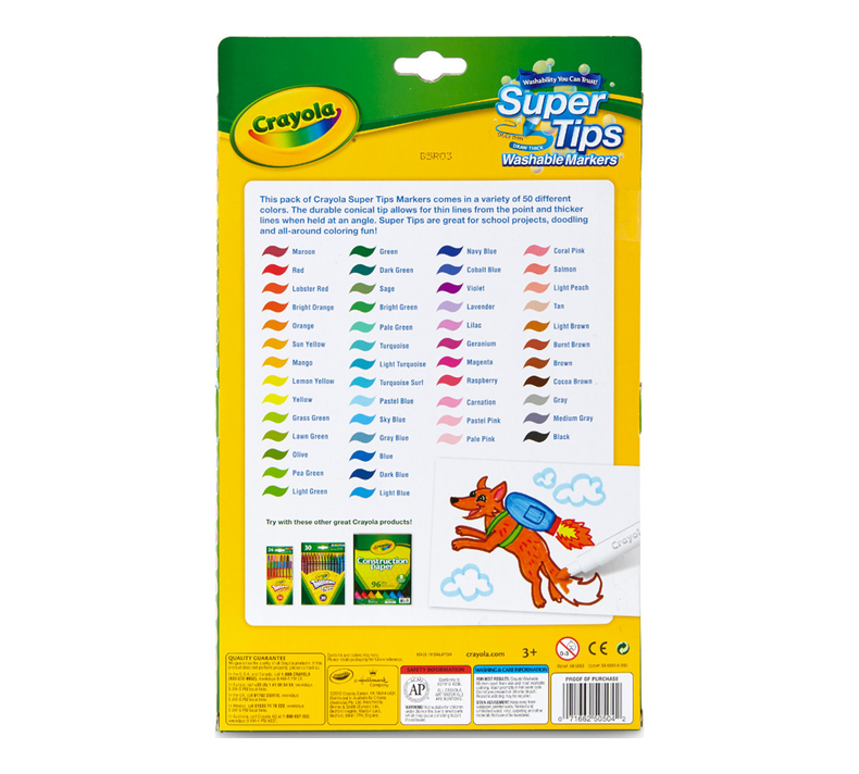 Washable Super Tips Markers, 50 Count