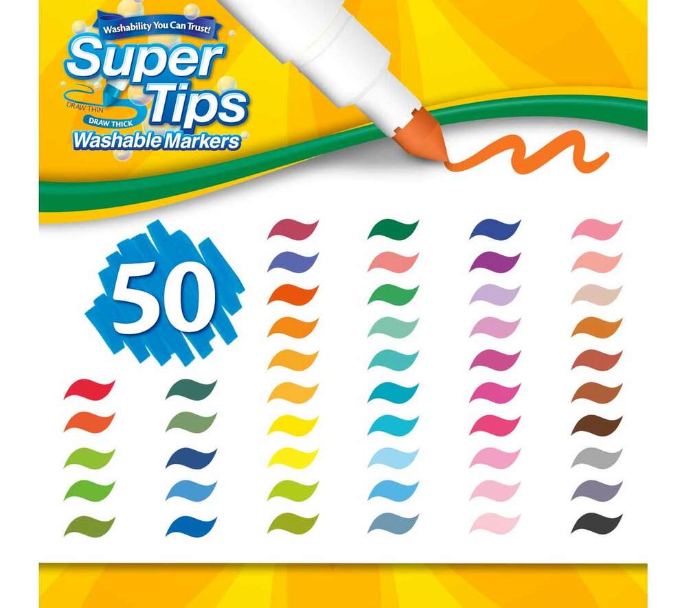 Washable Super Tips Markers, 50 Count