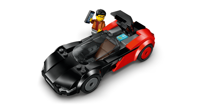 LEGO City Great Vehicles: EV Supercar with a figure on a transparent background