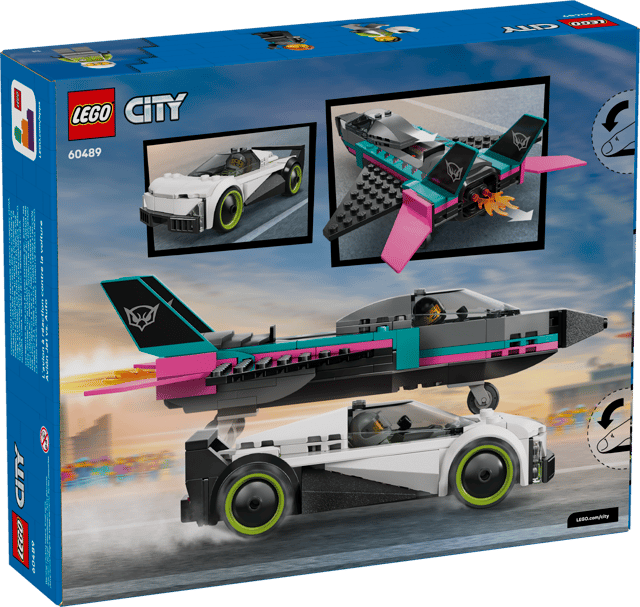 LEGO City Great Vehicles: Jet vs. Car set packaging with two vehicles on a blue background