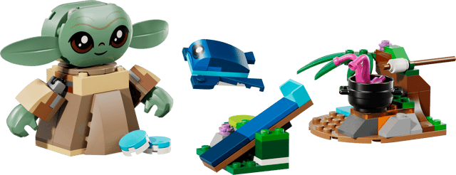 LEGO Star Wars: Grogu's Homestead set with accessories on a transparent background