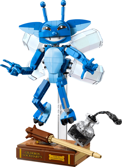 Blue LEGO Harry Potter: Cornish Pixie figure with a on a transparent background