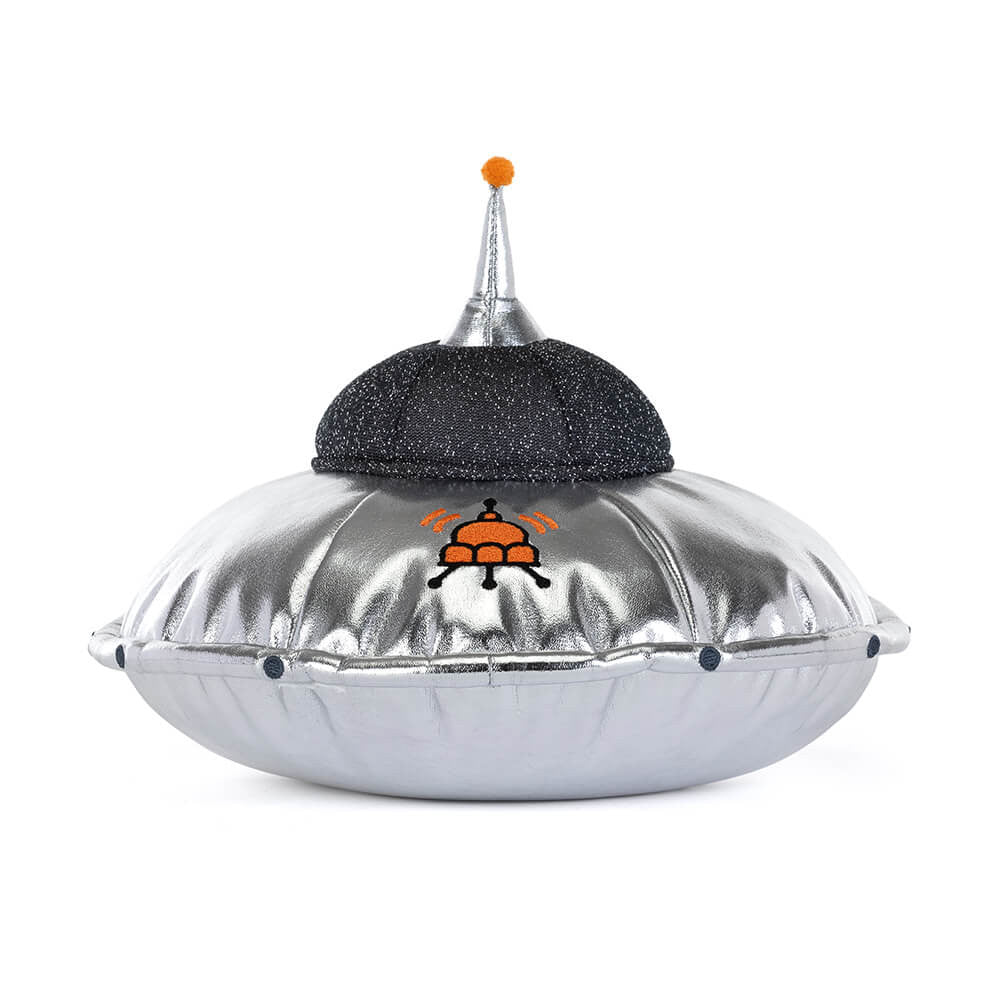 Amuseables Jellysaucer Silver UFO plush toy with a black top on a white background