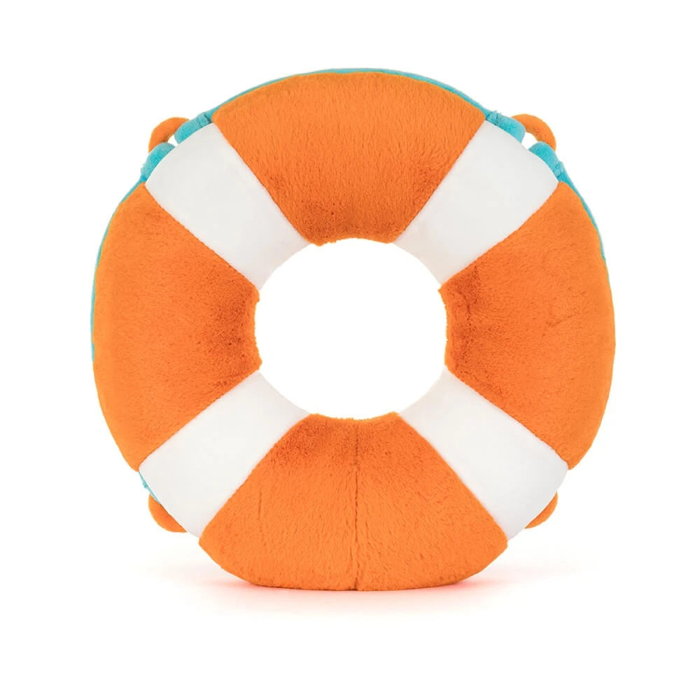 Rear view of a plush Amuseables Life Ring toy on a white background
