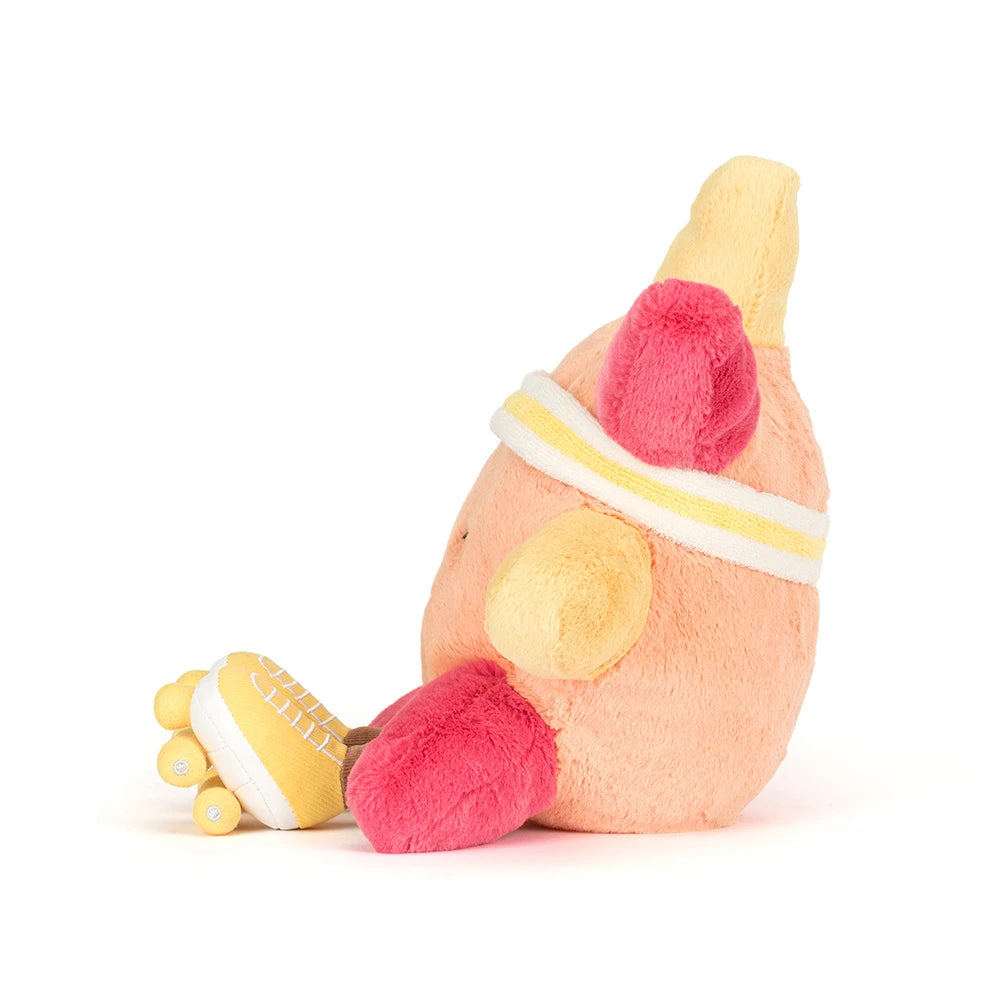 Amuseables Sun 'Roller Skates', a soft and colorful plush toy shaped like a playful sun character wearing yellow roller skates and a sporty headband, perfect for kids and collectors.