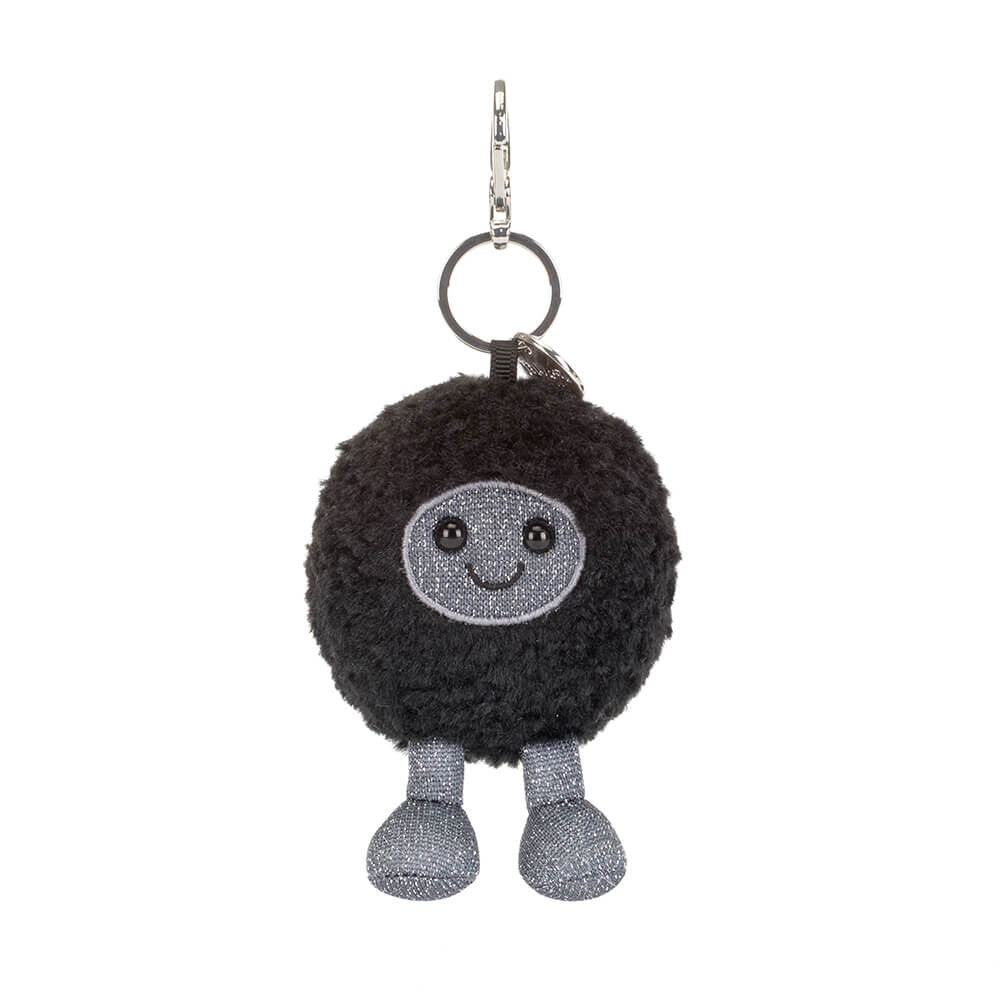 Amuseables Black Hole Bag Charm with a smiling face on a white background