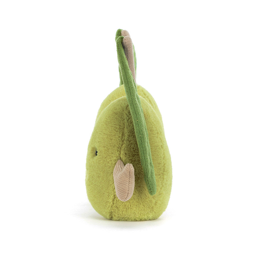 Soft plush toy shaped like a single olive with a light green body and small attached details, part of the Amuseables Pair of Olives collection.