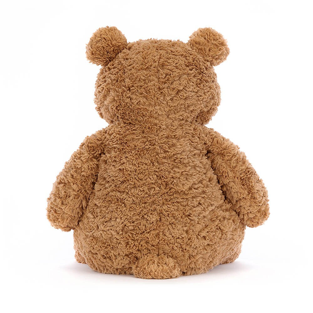 Brown Bartholomew Bear Large from behind on a white background