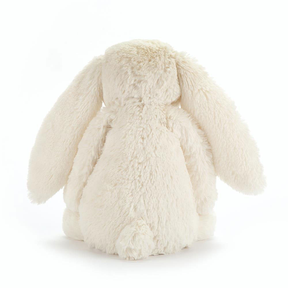 Soft cream-colored plush Bashful Twinkle Bunny stuffed animal with long floppy ears and a small fluffy tail, perfect as a cuddly toddler toy or gift.