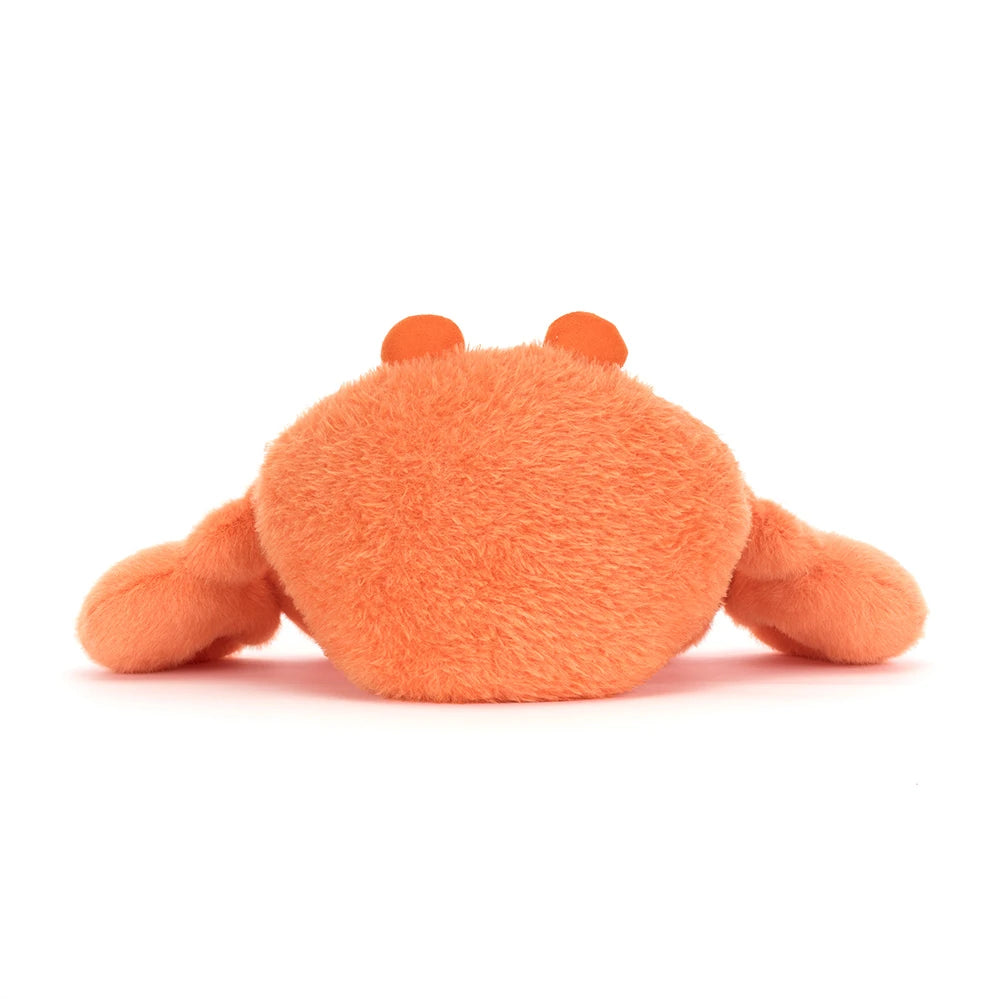 Soft and fluffy orange plush toy shaped like a crab, designed as the Pinchsnap Crab, perfect for children’s play and imaginative fun.