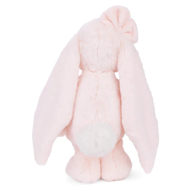 Pink plush Friendly Kanina - Floral Pink bunny toy on a white background
