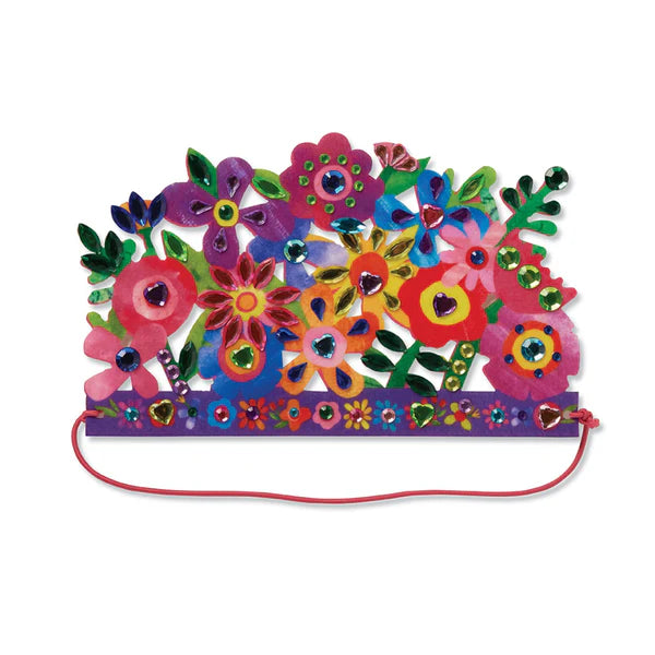 Colorful Jewel Art Crowns - Unicorn Flowers with beads on a white background