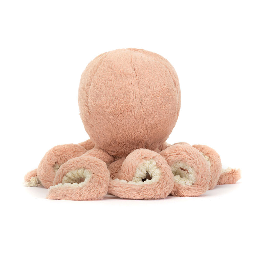 Pink plush Odell Octopus Little on a white background