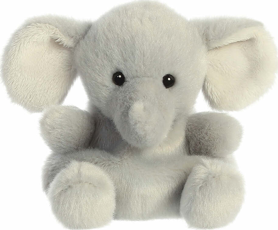 Plush elephant toy on a white background