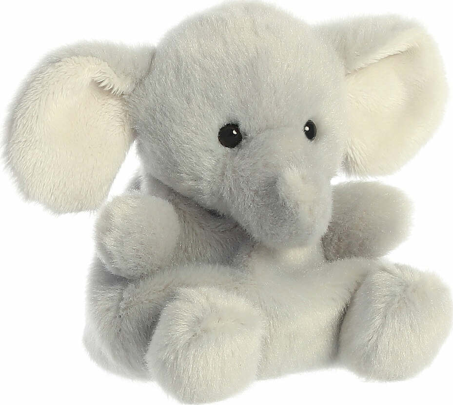 Plush elephant toy on a white background