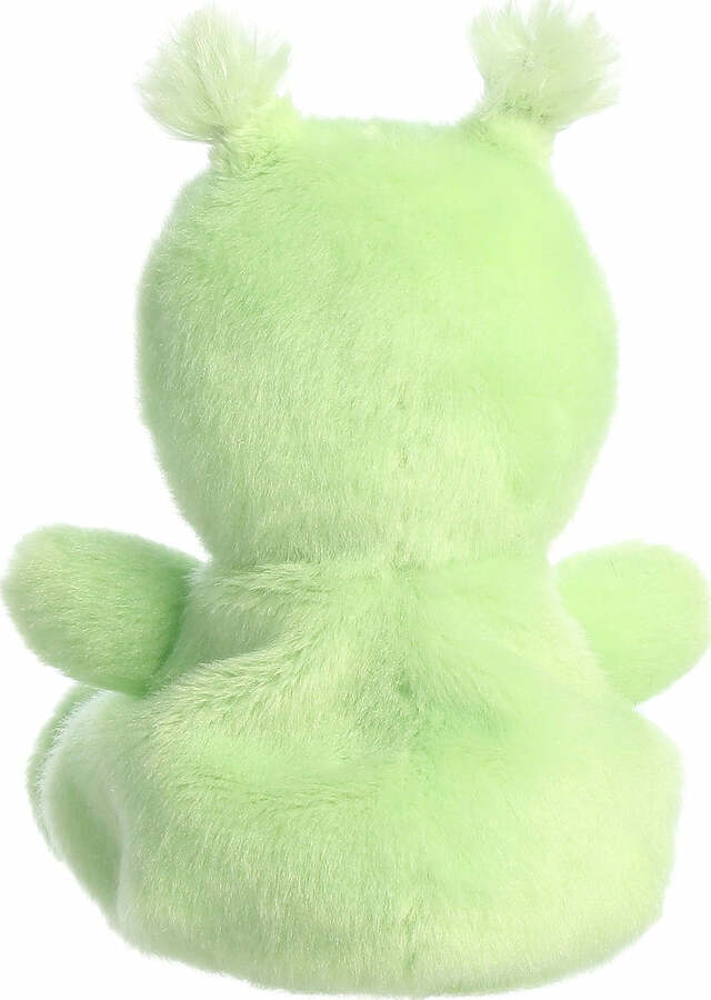 Green plush alien on a white background