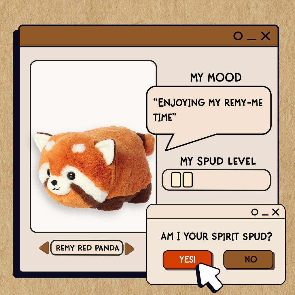 Illustration of a red panda plush toy