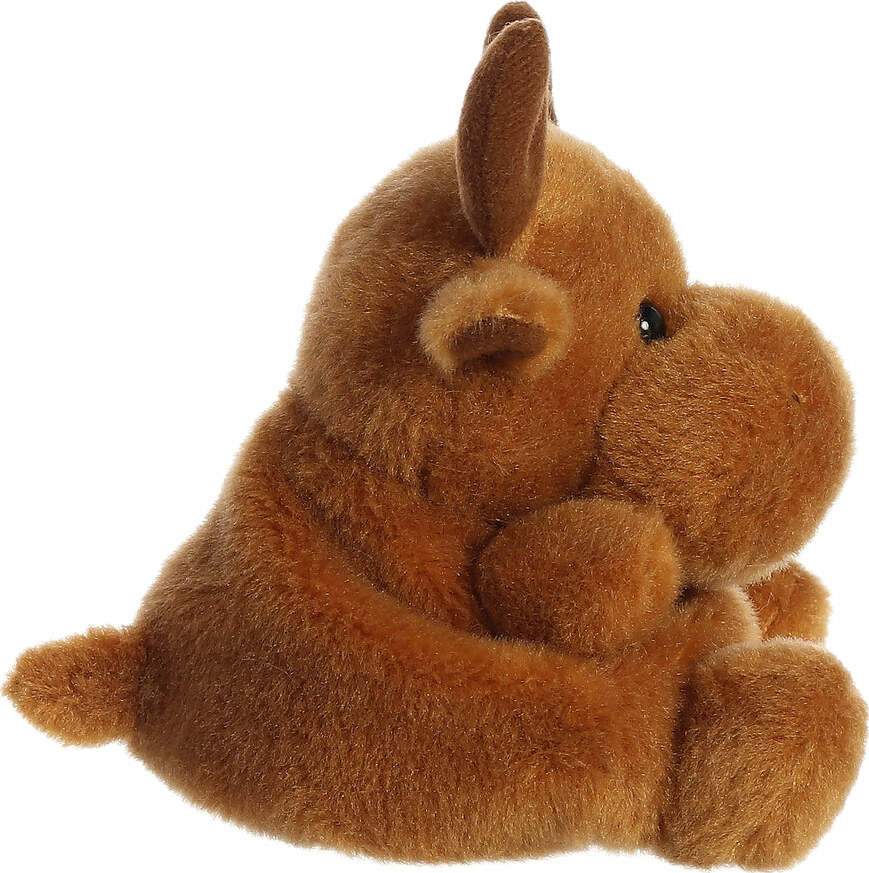 Plush moose toy on a white background