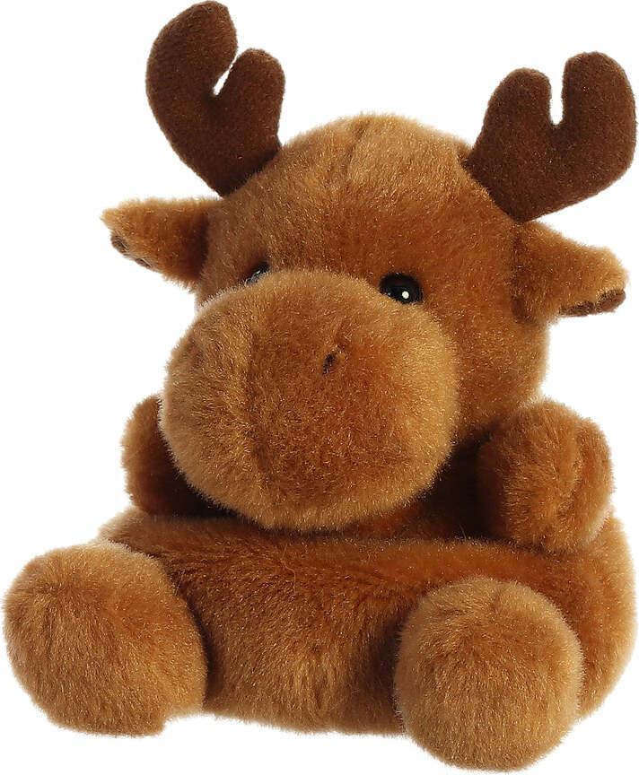 Plush moose toy on a white background