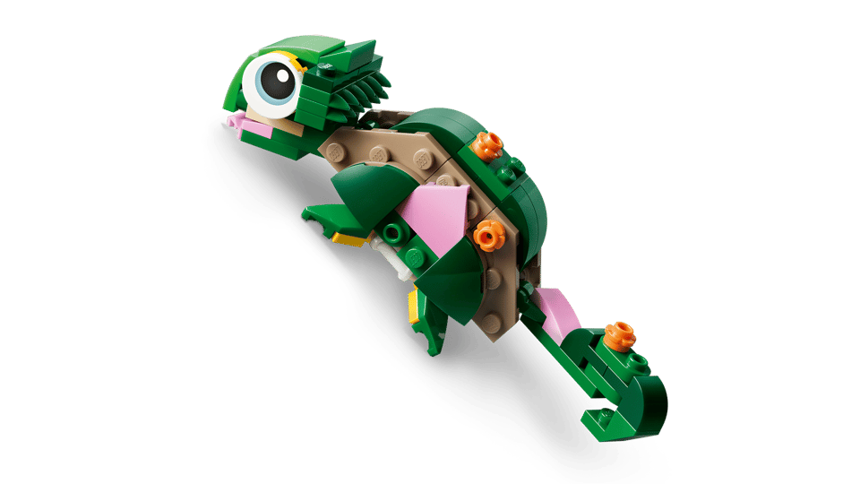 LEGO Creator: Turtle with a Water Lily Flower toy lizard made of interlocking bricks on a transparent background