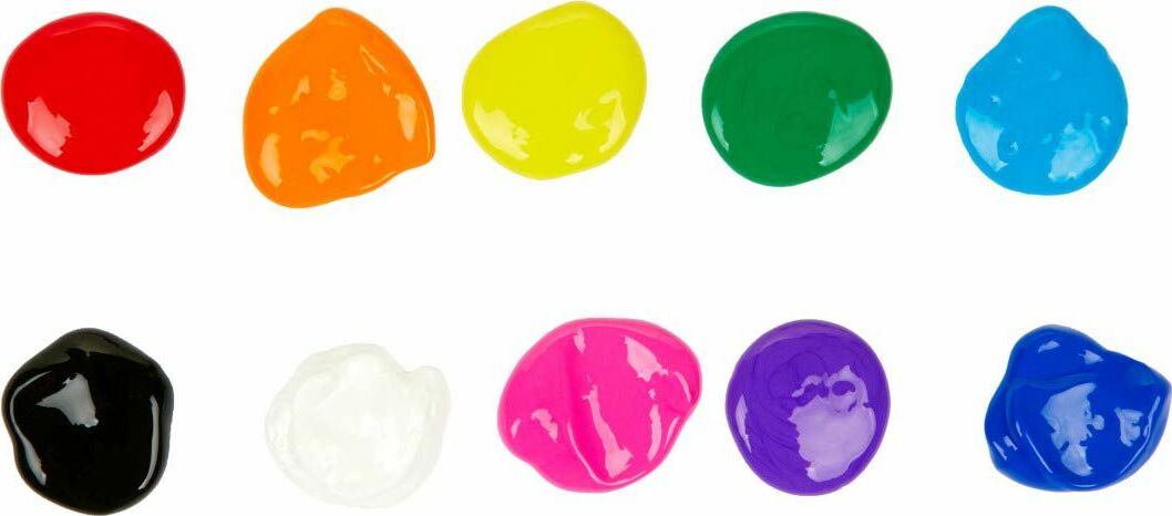 Set of colorful Washable Kids Paint - sample dabs on a white background