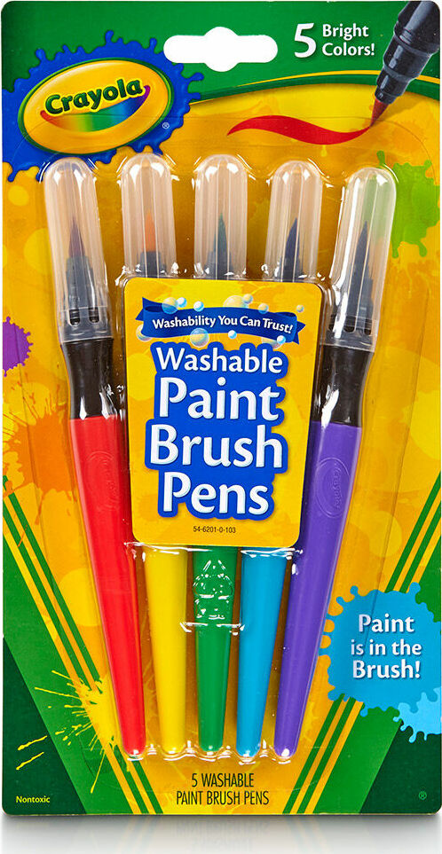 Crayola washable paint brush pens in packaging with colorful design