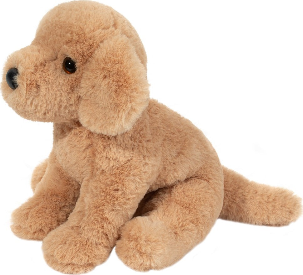 Plush Goldie Soft Golden Retriever on a white background