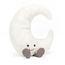 White Amuseables Moon plush toy with a smiling face on a white background