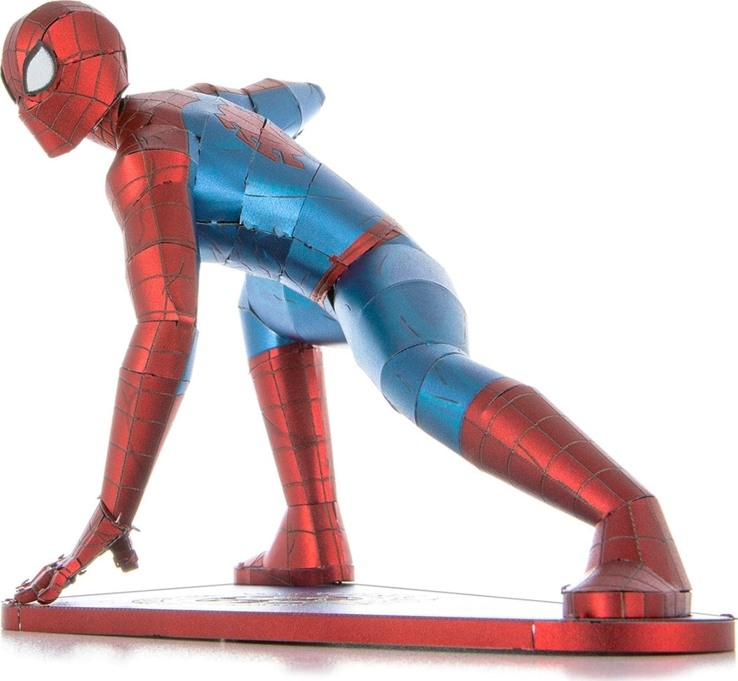 Metal model of Spider-Man on a white background