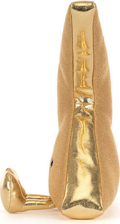 A gold plush Amuseables Zapperty Lightning Bolt toy with a textured fabric body and shiny metallic gold accents, shown against a plain white background.