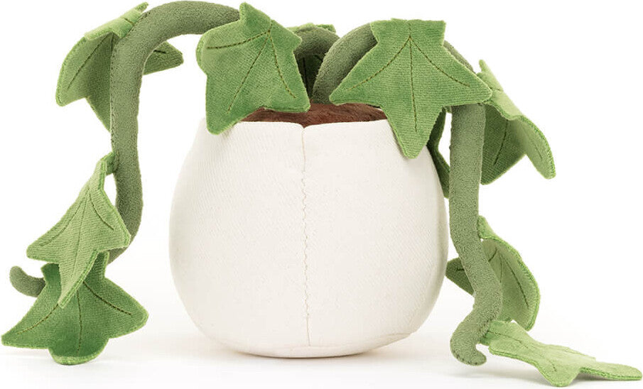 Amuseables Ivy soft plush toy featuring green ivy leaves and stems extending from a white fabric base, designed as a playful and charming stuffed decoration.