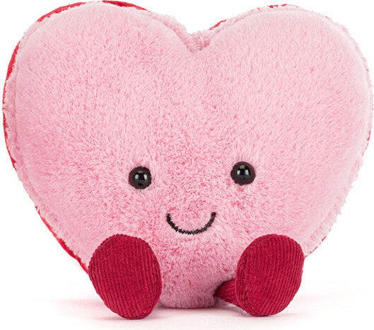 Amuseables Colette Pink Heart Macaron plush toy with a smiling face on a white background